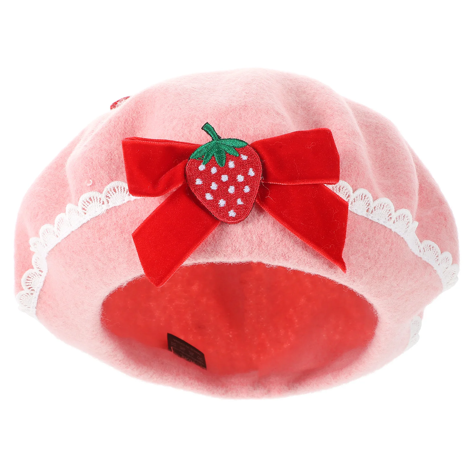 Berets Women Hat Shortcake Bowknot Christmas Bridal Outfits Female Warm All-match Fashion Painter Strawberry Clothing Accessorie