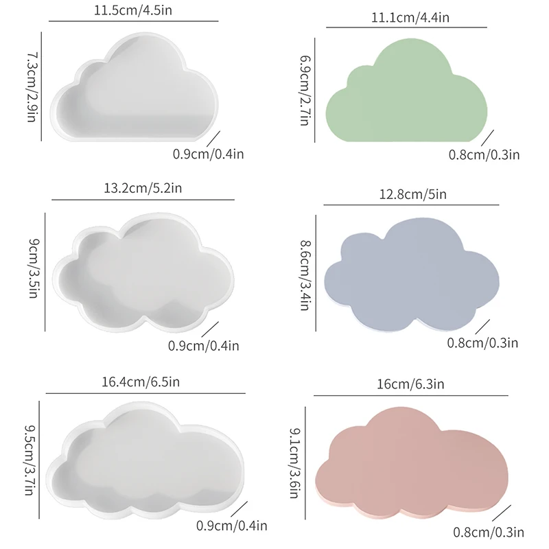 Cute Cloud Shape Storage Tray Silicone Molds Aromatherapy Candle Dish Plaster Mould Candle Tray Coaster Resin Mold Home Decor
