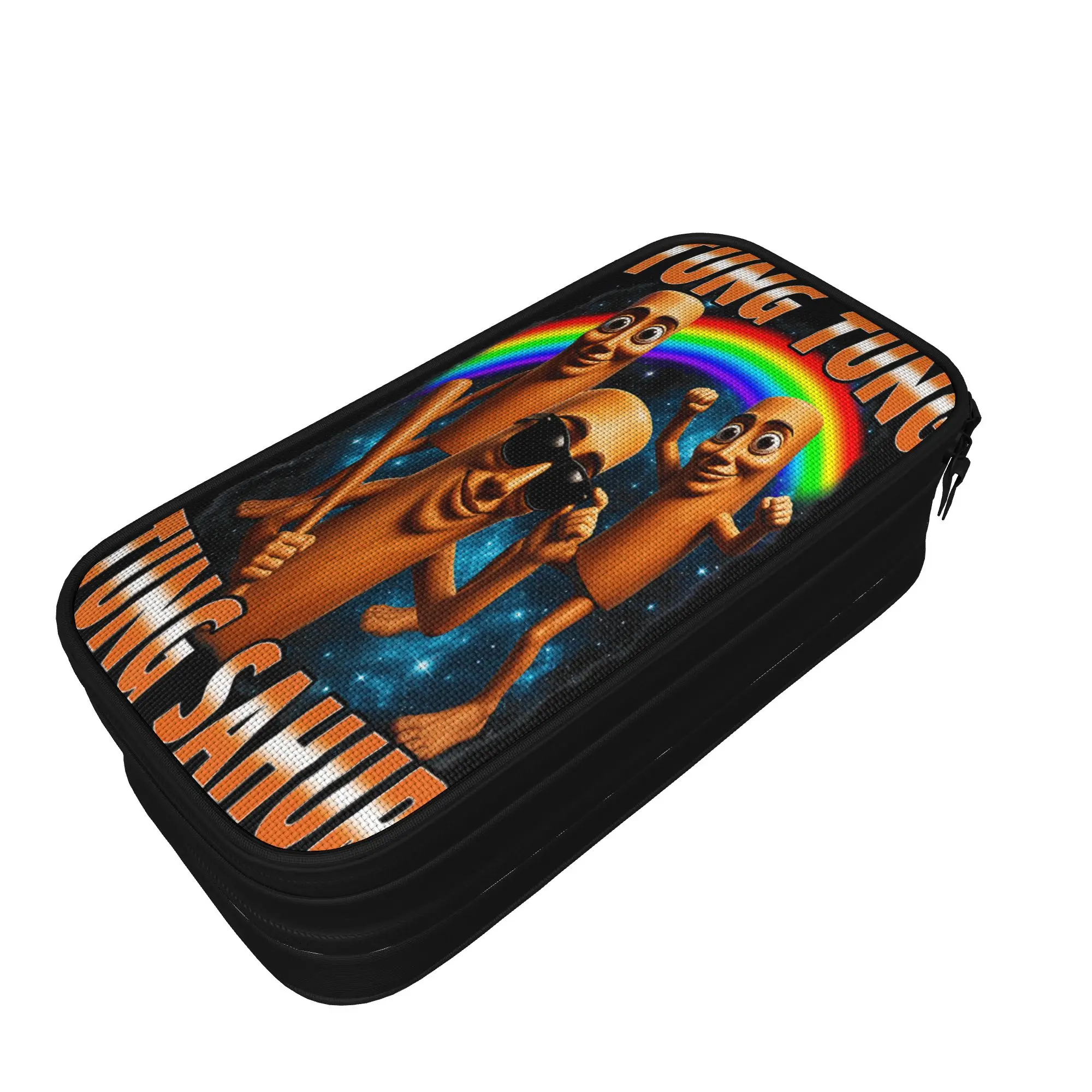 Cute Pencil Case Tung Tung Tung Sahur is Calling Funny Italian Brainrot Pen Box School Pencil Cases Graphic Stationery Organizer