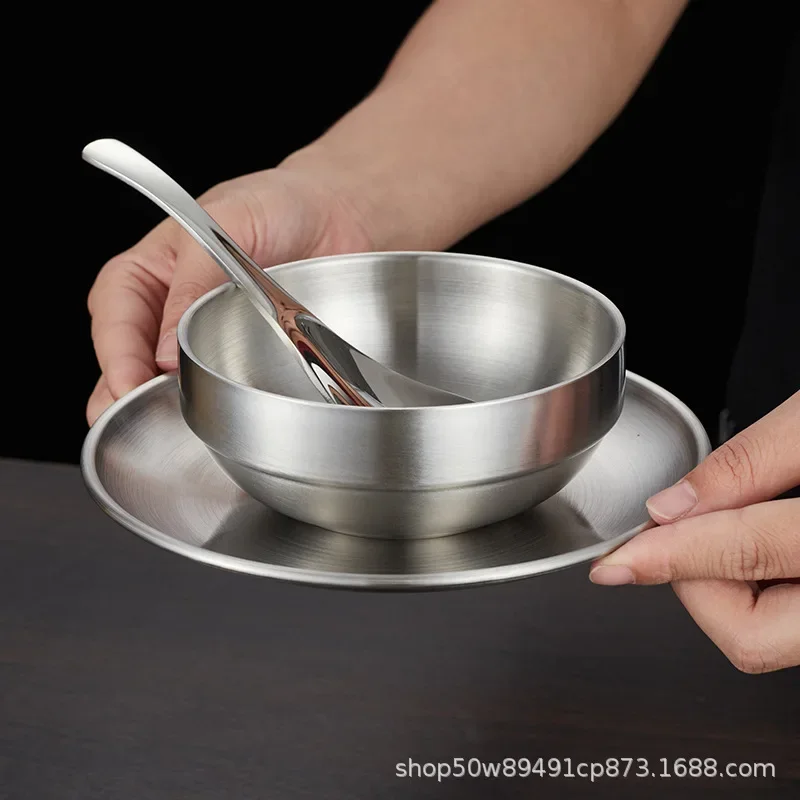 Korean tableware set table set dishes spoon chopsticks dish cup barbecue restaurant hot pot restaurant gold commercial stainless