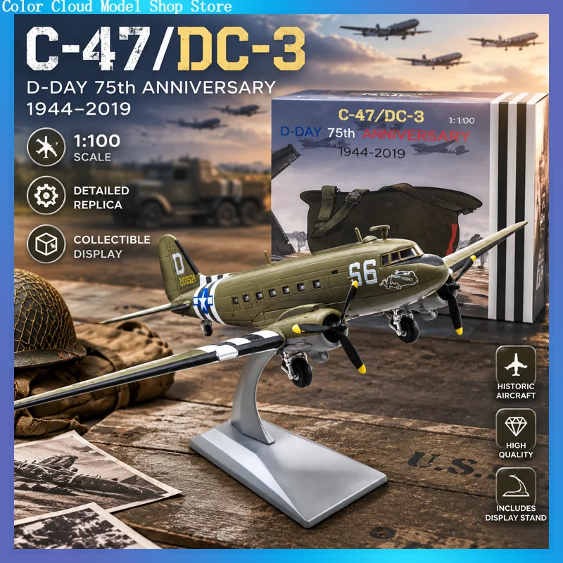 Ns Model 1:100 Douglas C‑47 Dc‑3 Vintage Military Transport Plane High Simulation Diecast Metal Airplane Finished Alloy Military