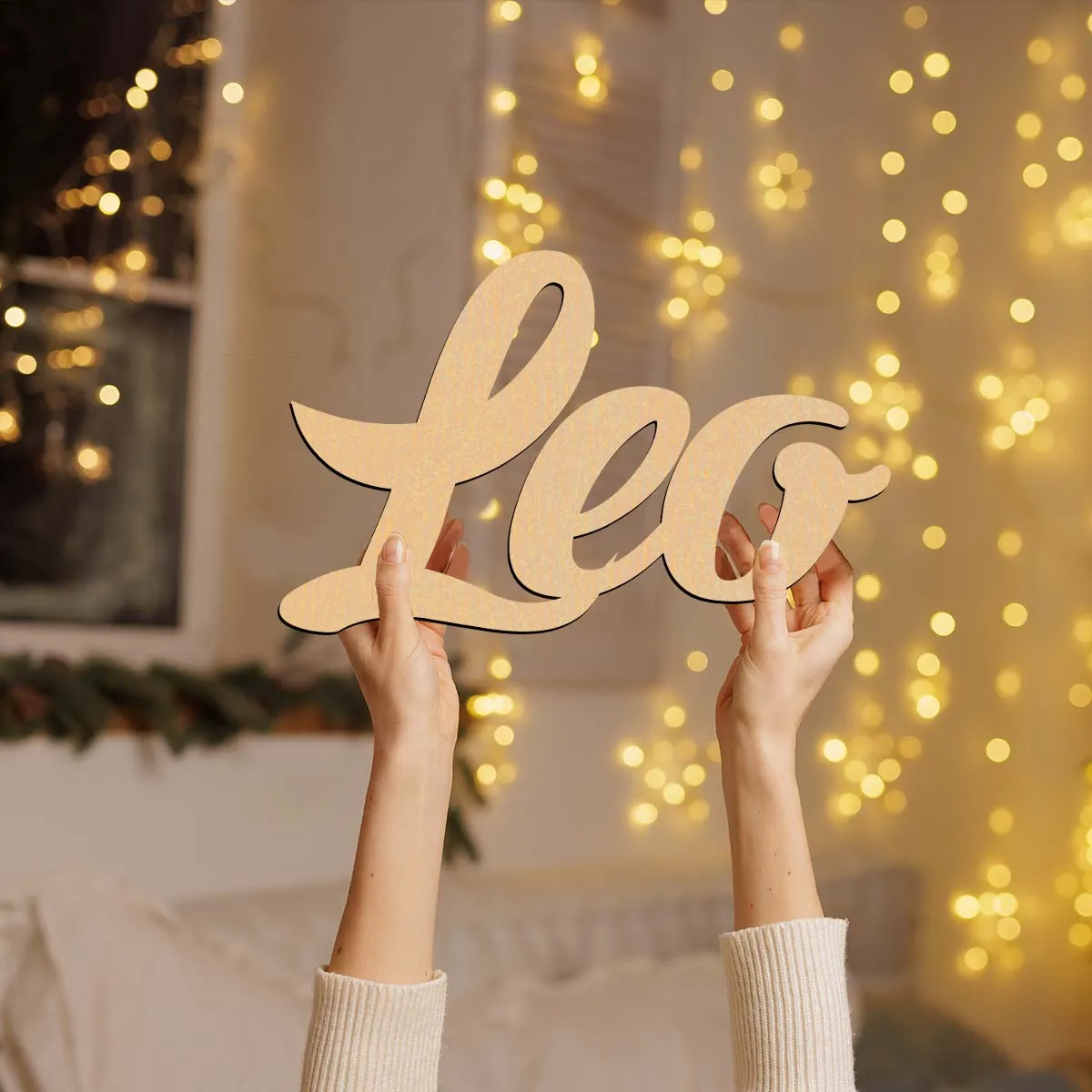 1pc Cartoon Leo example Customizable Letter Wood Material Wooden Plaque Wooden Decor Door Hanging Decor