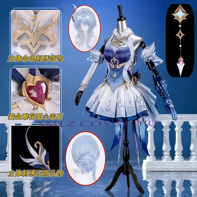 Nouveau Costume de Cosplay Odette du Jeu Genshin Impact pour Femme, Robe, Perruque et Accessoires, Tenue de Fête d'Halloween