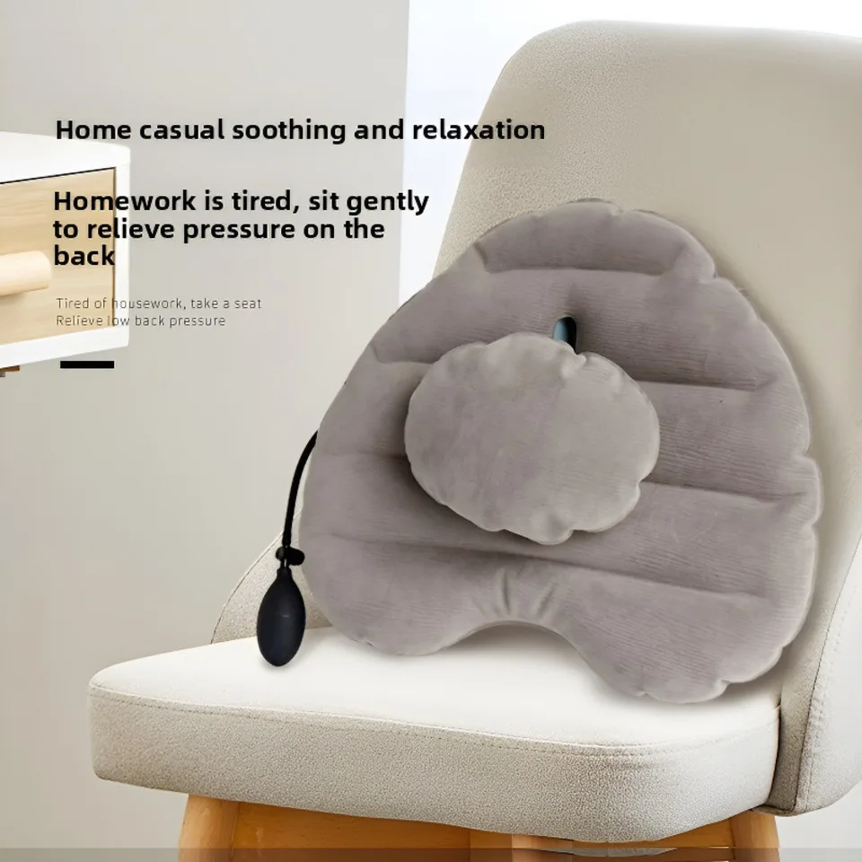 

Adjustable Inflatable Lumbar Support Pillow For Airplane Travel Portable Back Support Cushion With Air Pump For Office Chair Car