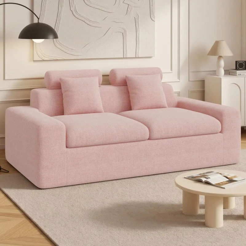 Chenier fabric convertible massage double sofa, sponge compression vacuum packaging, 2 seats, removable seat cushion