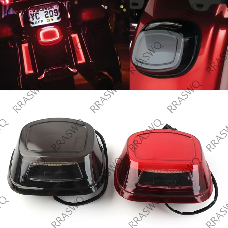 Luz Trasera LED Ahumada Para Freno Y Posición De Harley Dyna, Softail, Touring Y Glide – Lente Ahumado, Luces Rojas Y ámbar, 60 LED, 4 Pulgadas