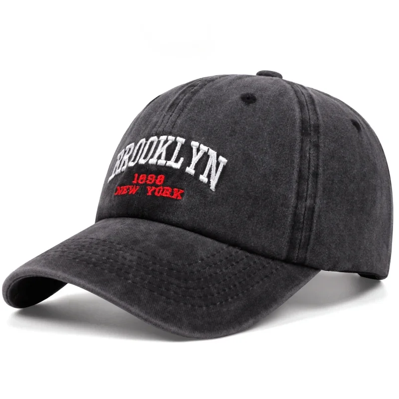 BROOKLYN Cap Men Washed Cotton Baseball Caps For Men Women Fashion Casual Retro Hats Adults Adjustable Snapback Hat Embroidery