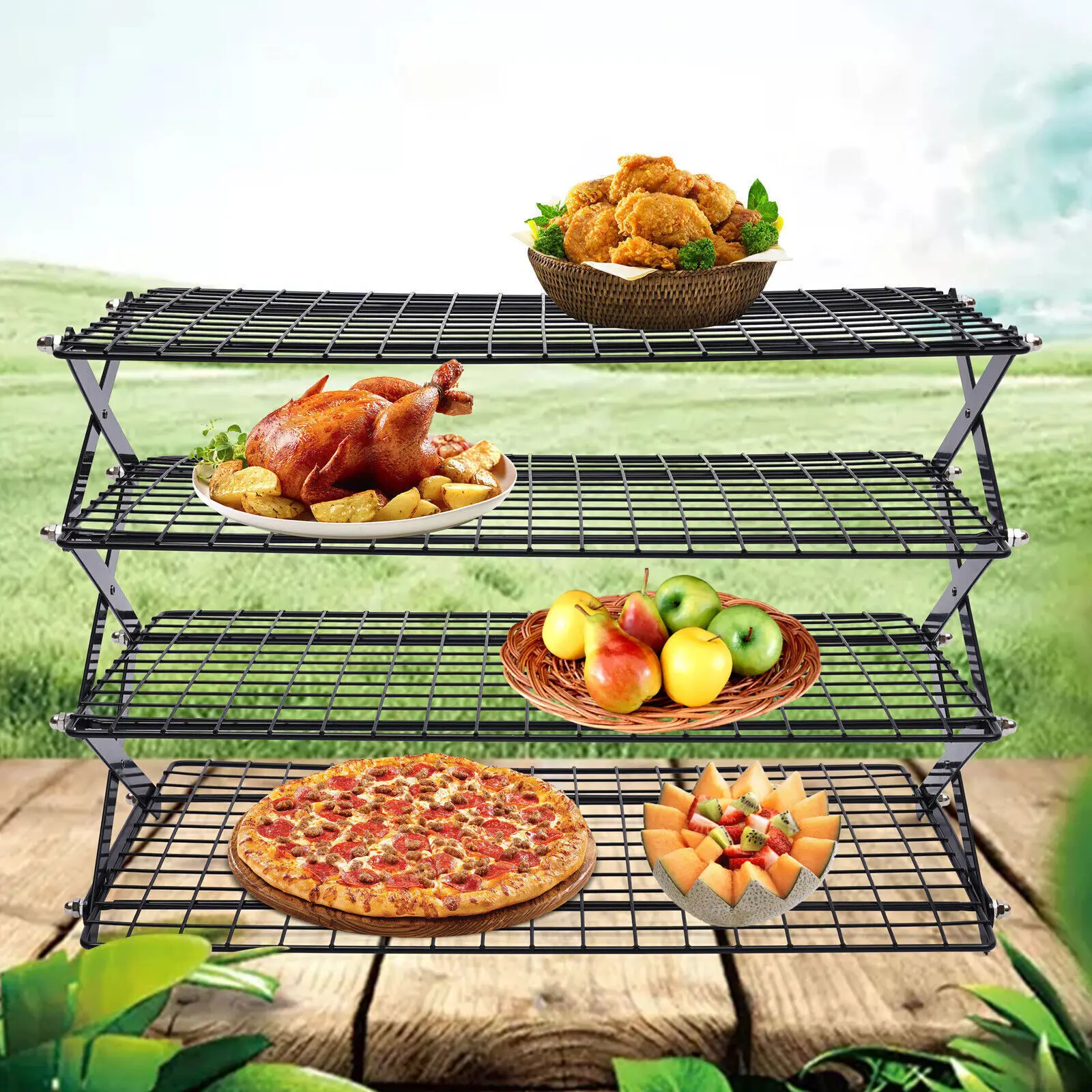 

4 Tier Collapsible Cooling Rack Baking Cookie Rack Stackable Cooling Bakeware