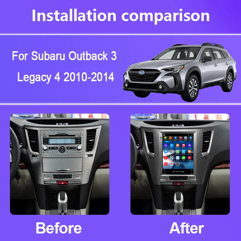 10.4Inch For Subaru Outback 3 Legacy 4 2003-2009 Android14 Car Radio Player Navigation GPS Octa-core Radio Multimedia 4G CarPlay