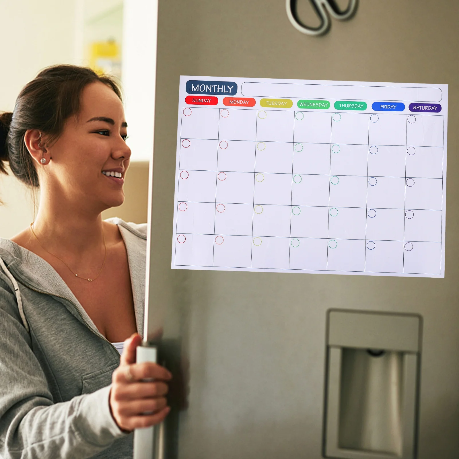 

Magnetic Dry Erase Calendar Fridge Planning White Board Monthly Organizer Pet Material Reusable Fridge Calendar