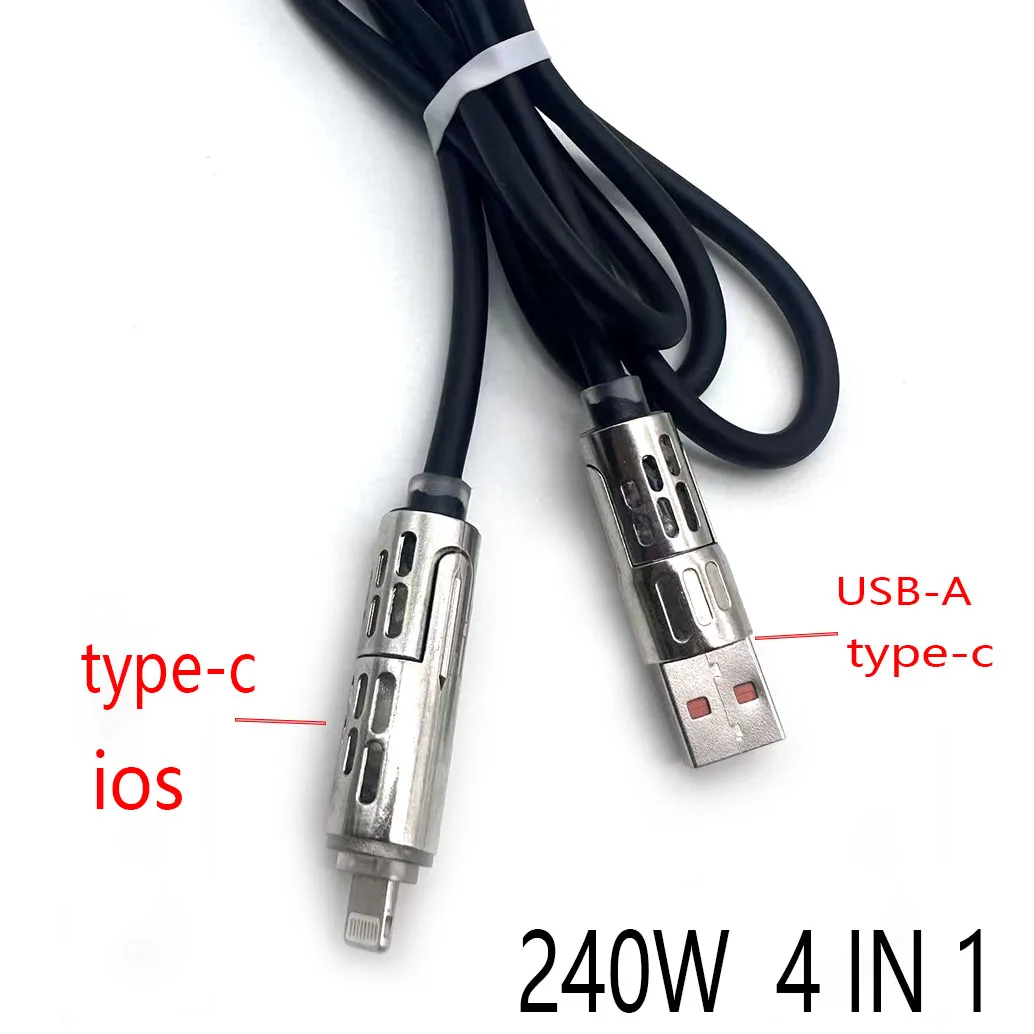  240W USB Type C To USB C 4 in 1 Cable PD Fast Charger Wire For iPhone 16 Pro Max 15 iPad Xiaomi Samsung Tablet 1M Data Cord