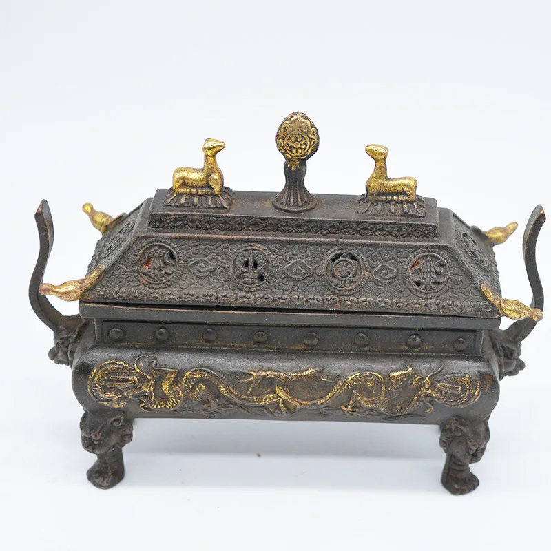 Brass Antique Stove Incense Burner Home Decoration Copper Incense Burner Indoor Decoration Buddha Praying