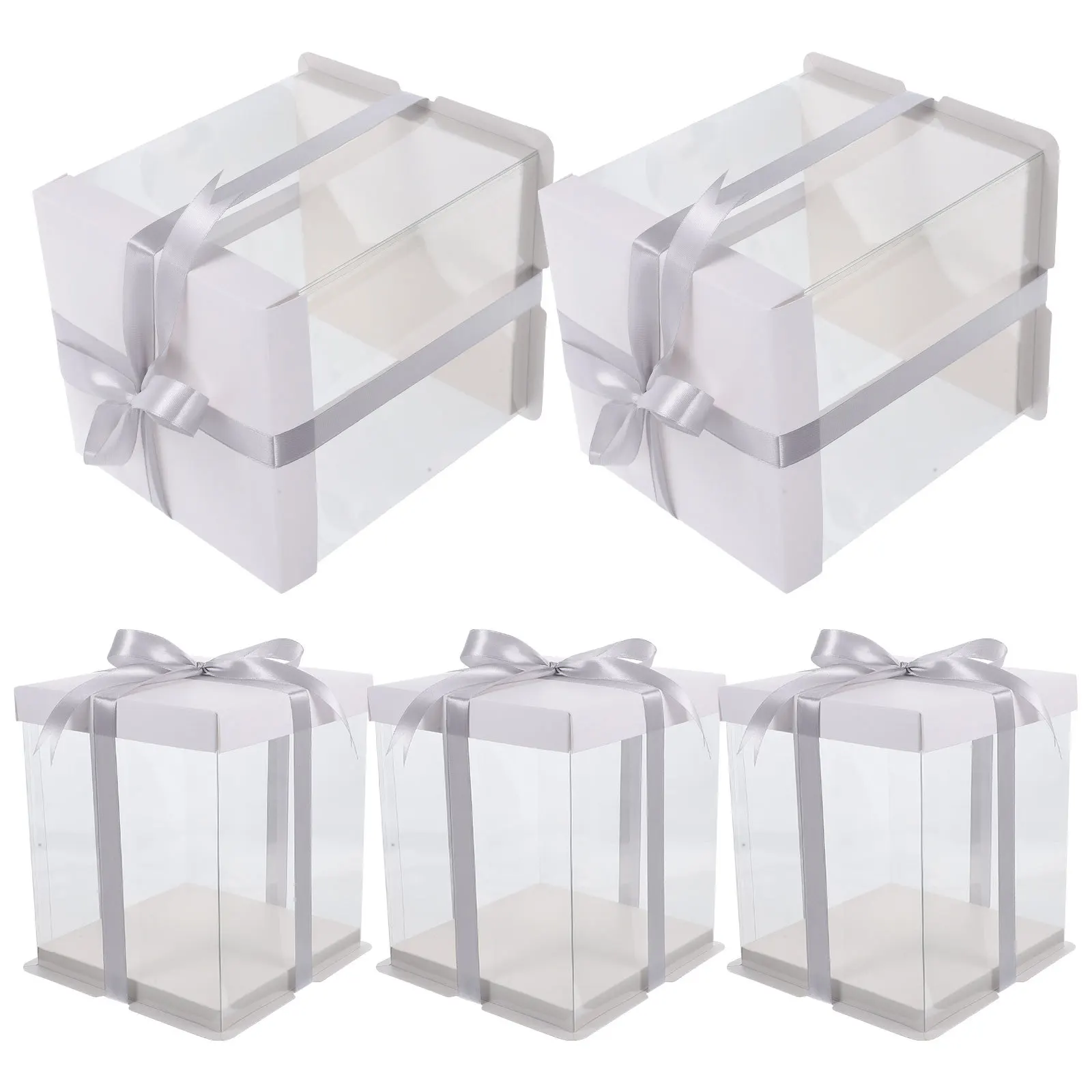 

5pcs Clear Box Lightweight Portable Cake Carrier With Lid For Birthday Party Baking Packing Square Cake Container Transparent