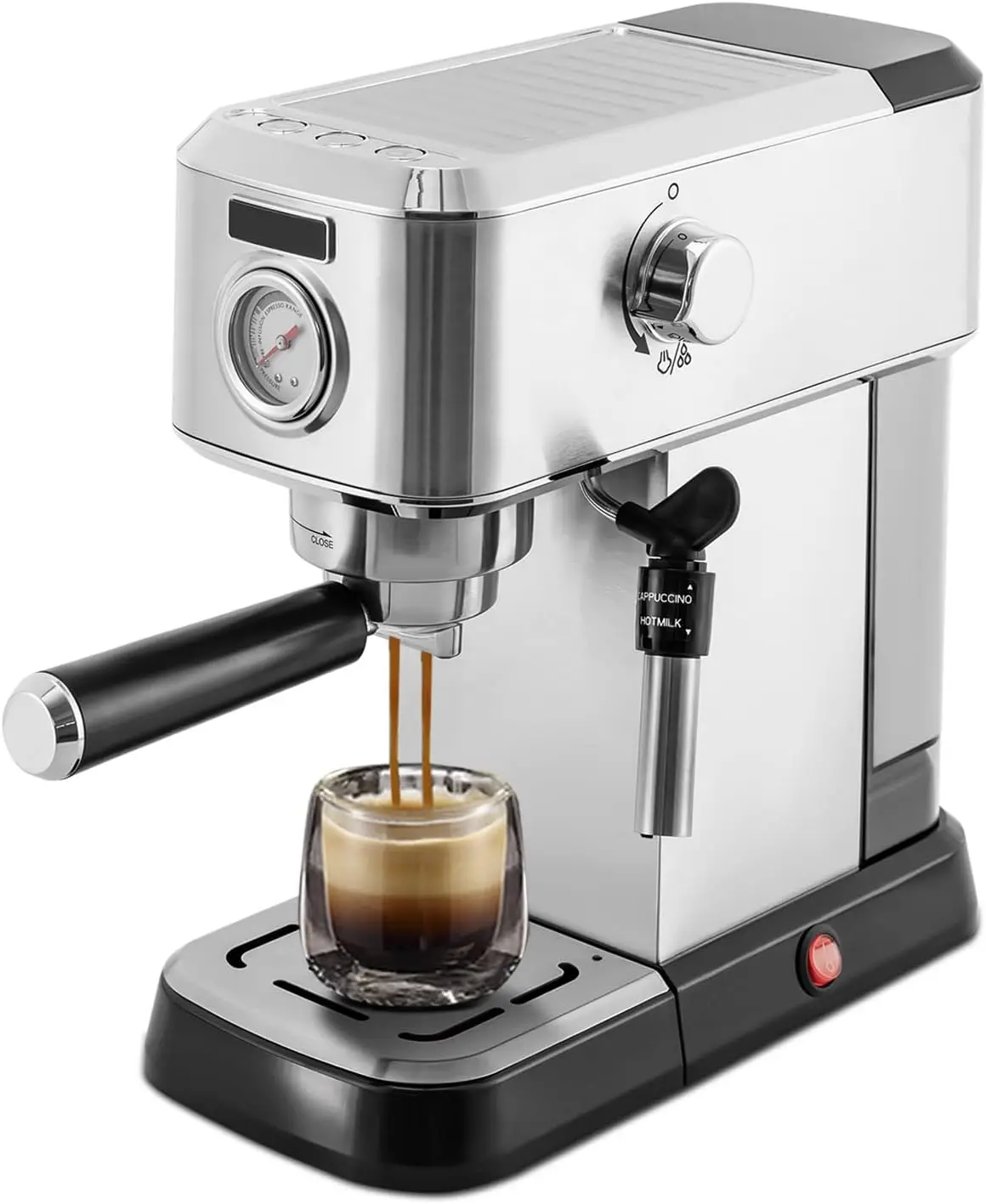 Espresso Machine, 15Bar Espresso Machine Coffee Maker 1350W Foaming Milk Frother 1.2L Water Tank Semi-Automatic