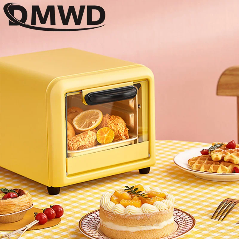 DMWD-Mini horno eléctrico de 5L, máquina de desayuno de vidrio Visible, tostadora de pan y pasteles, Pizza, Crepe, panadería, 220V