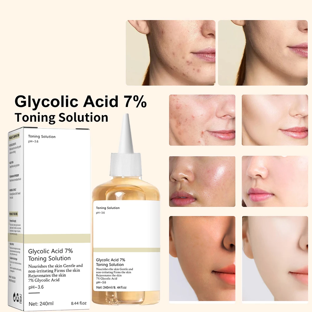 

7% Glycolic Acid Exfoliator Face Toner Moisturizing Shrink Pores Acne Treatment Soothing Skin Glycolic Essence Skin Care