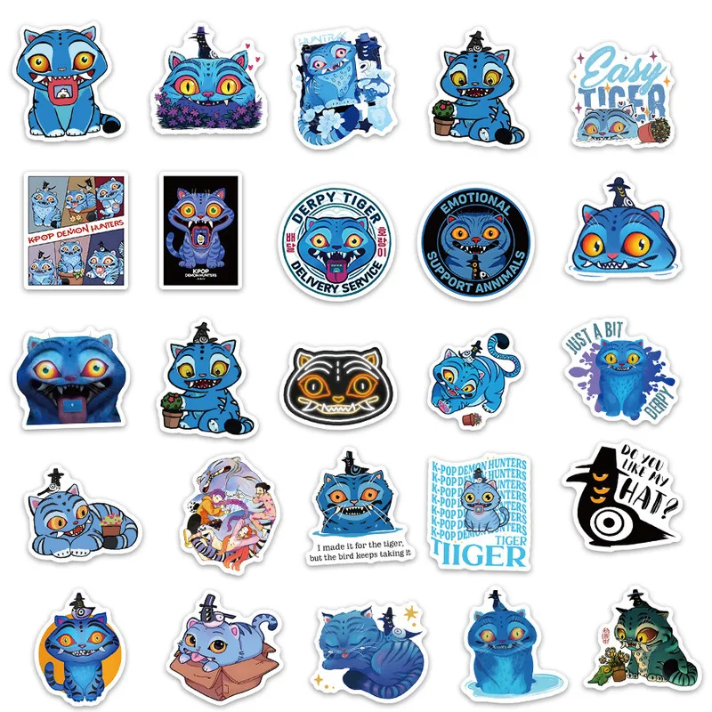 56 pièces KPOP démon chasseur Derpy tigre idole film Animes dessin animé Graffiti autocollants téléphone guitare ordinateur portable valise tasse décalcomanies