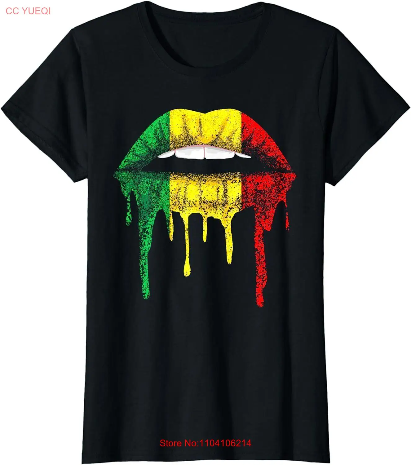 

Jamaica Kissing Lips Flag Rastafari Rasta Girl Gift Ladies' Crewneck T-Shirt