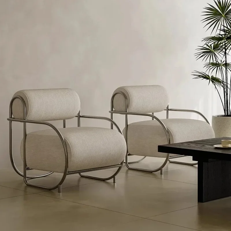 Throne Creative Comfortable Chair Stainless Steel Frame Design Single Sofa Recliner Coffee Designer Muebles Trendy Furniture
