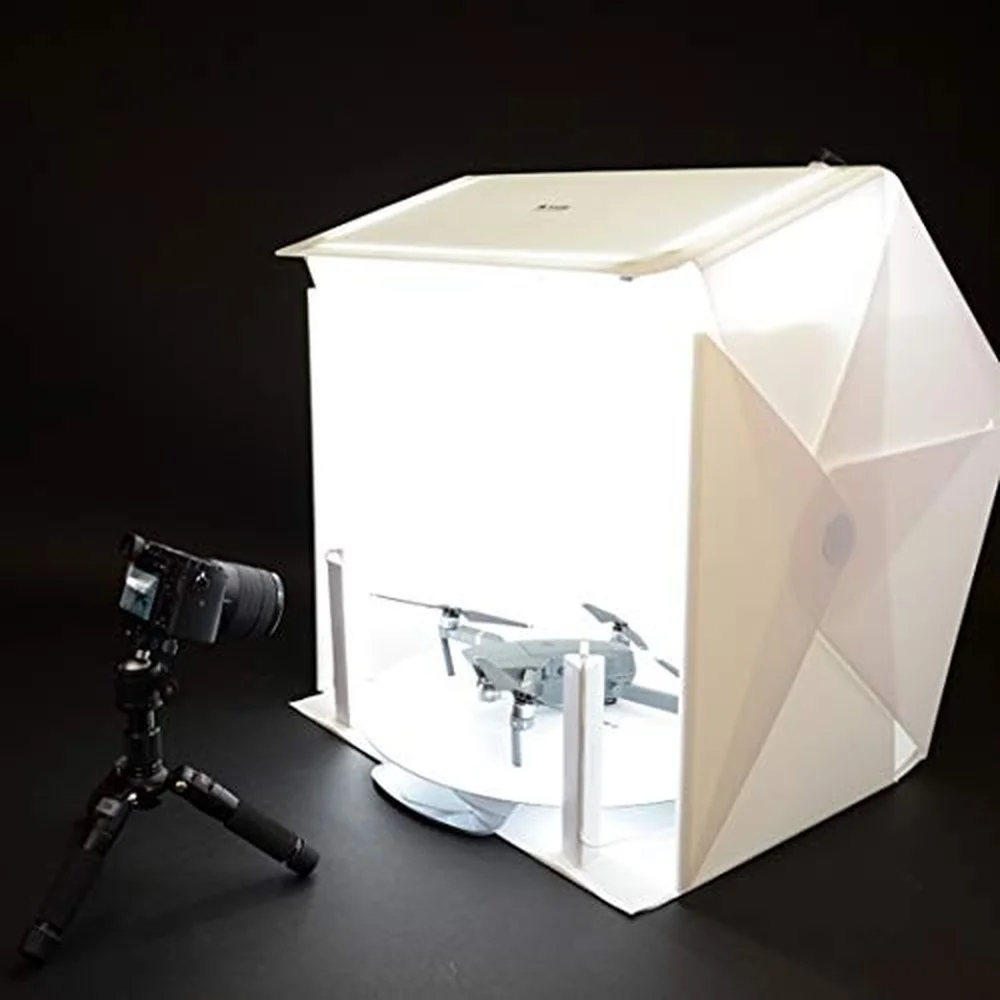Foldio3 + Foldio360 Full Set 25 Inch Photo Lightbox for Product Photography with Dimmable LEDs Halo Bars 10 Inch