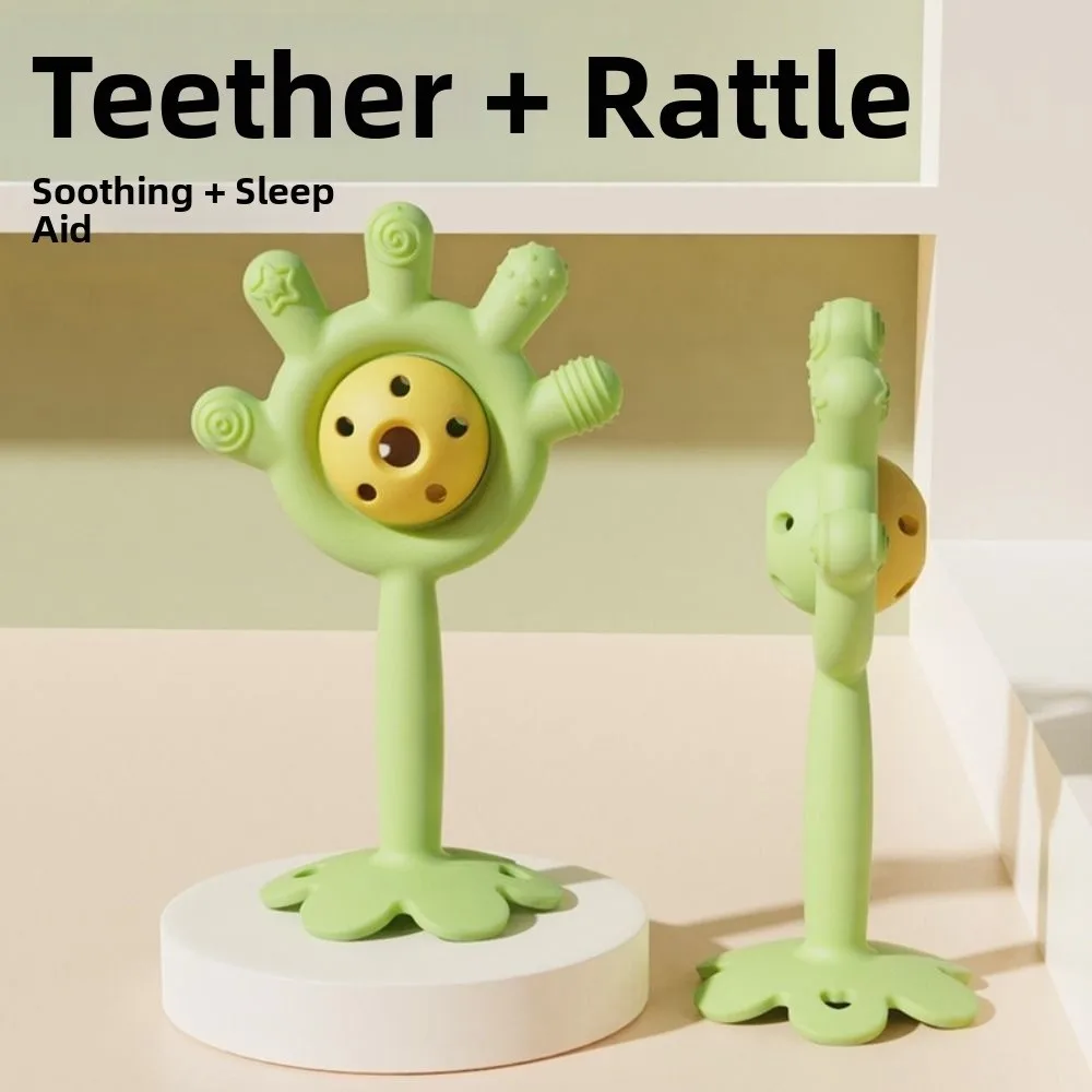 عالية الجودة سيليكون عضاضة لعبة BPA الحرة الرضع انتزاع هزة اليد جرس مهدئا الغذاء الصف التسنين ملحقات لعبة المضغ #5
