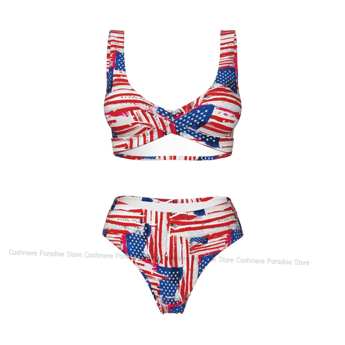 

USA Flag Women Bikini Set Swimsuit Push Up Female Swimwear Bathing Suit