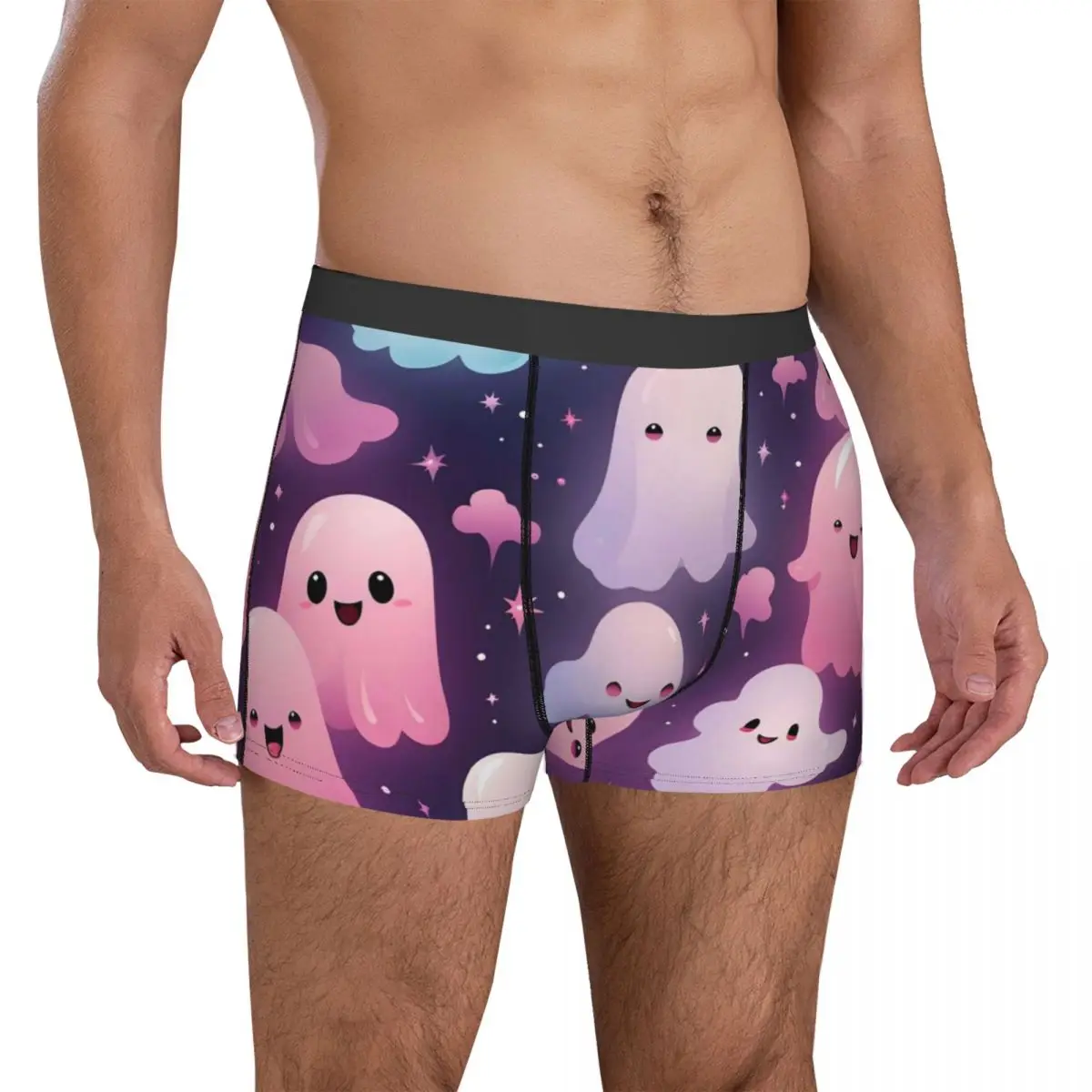 Roupa interior fantasma rosa dos desenhos animados engraçado homem de halloween shorts briefs bonito boxer shorts quente impresso plus size cuecas