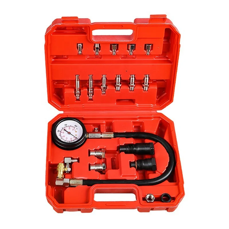 TU-15A  Engine Compression Gauge Tester Kit with Gauge Adapters Cylinder Pressure Meter Teste Tool Kit for Cars