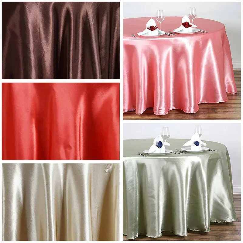 

Satin Tablecloth Solid Color Wedding Birthday Party Outdoor Table Cover Polyester Round Table Cloth Covers Home Decoration