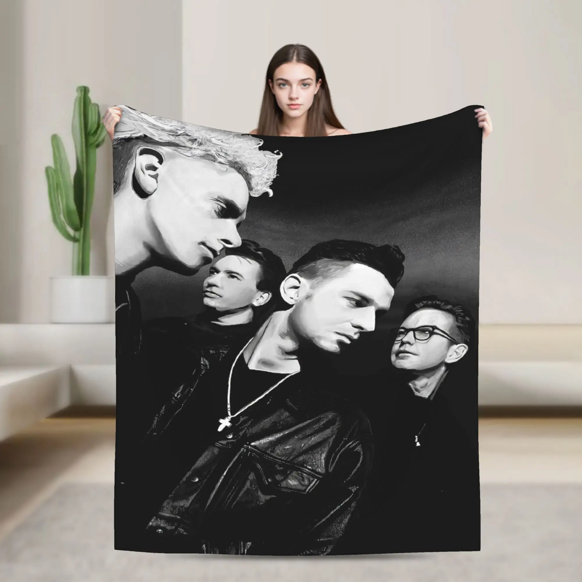 Depeches Band Mode  (4)_upscale Warm Soft Blanket  Camping Plush Throw Blanket Print Home Decor Flannel Bedspread Sofa Bed Cover