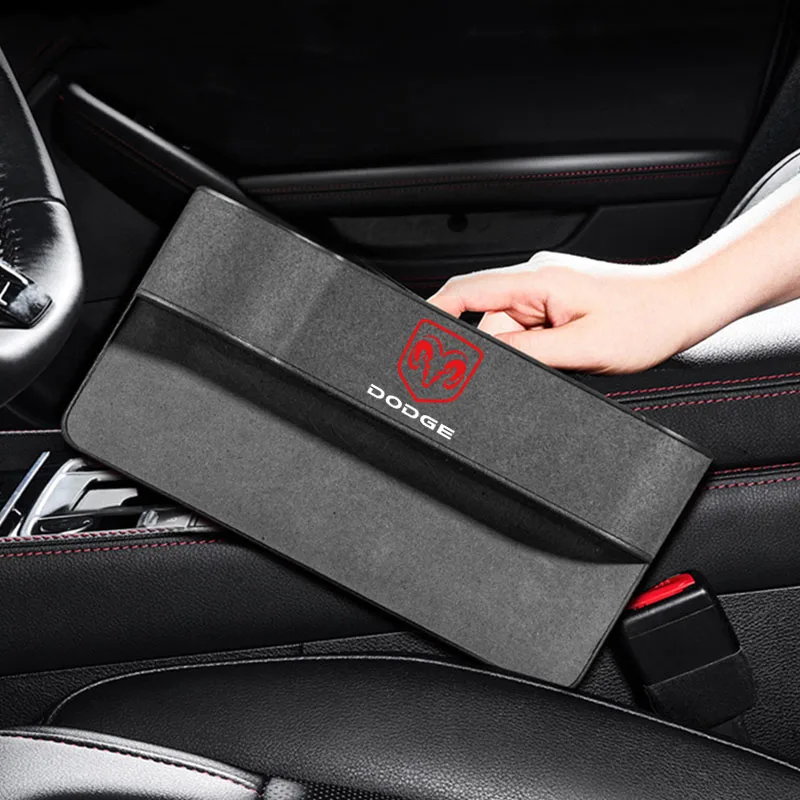 Suede Seat Side Storage Pocket for Car Seat Gap Filler Box for Dodge SRT NITRO Durango Caliber Viper Coolway CARAVAN JOURNEY Car