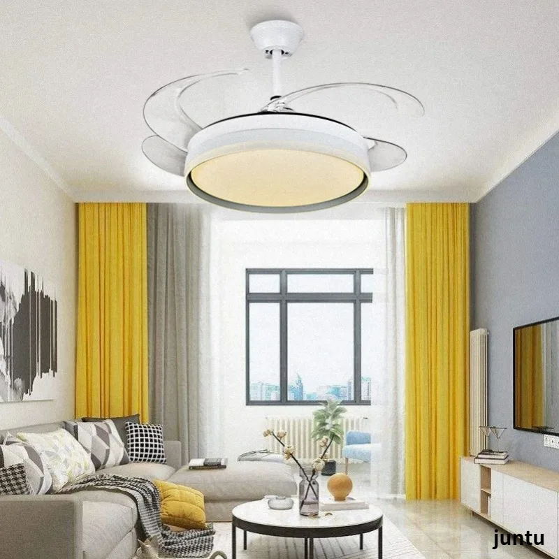 Full spectrum new ceiling fan light bedroom modern silent intelligent living room dining room ceiling mounted invisible fan ligh