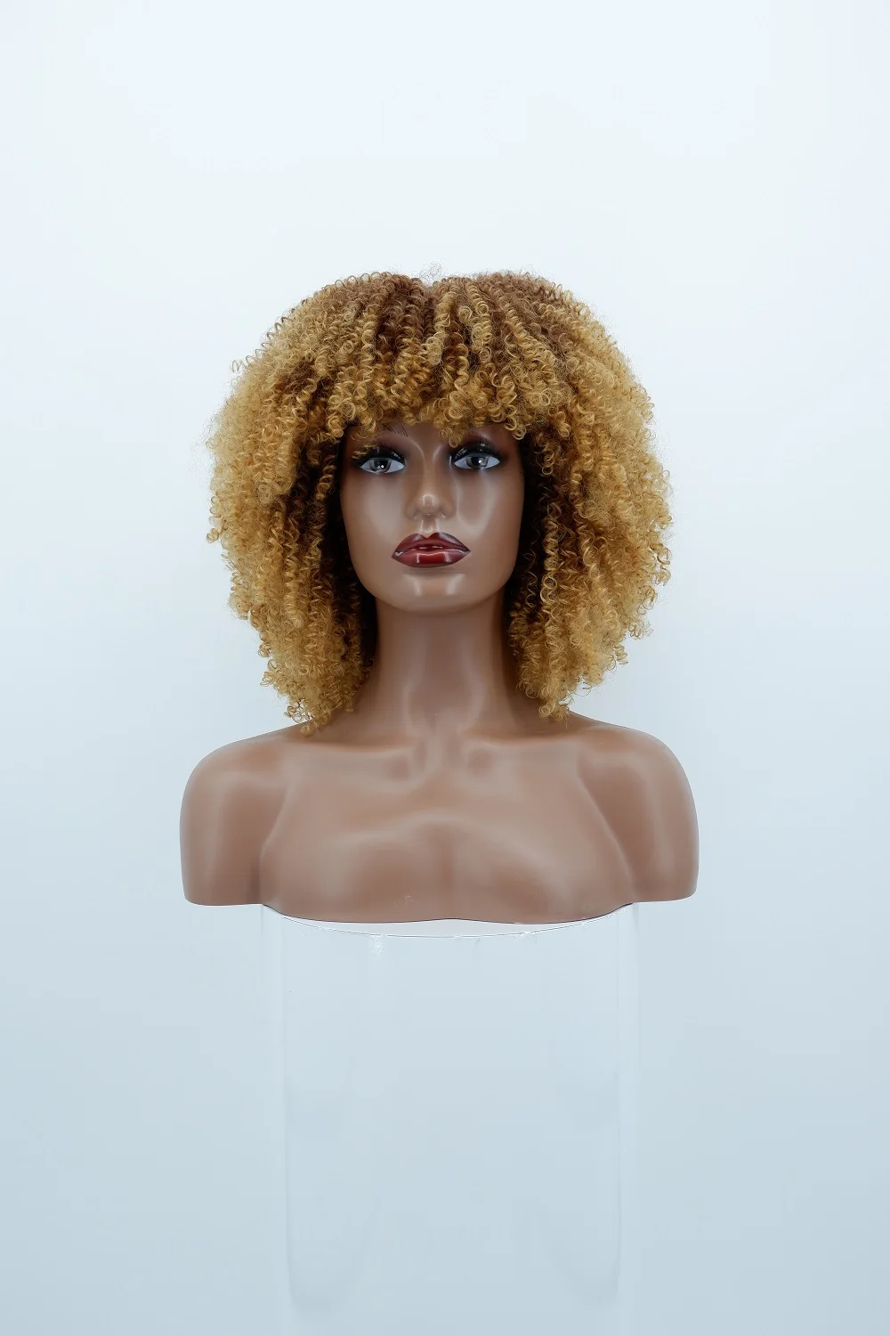 Hz cabelo curto afro kinky encaracolado peruca para preto feminino cosplay loira perucas naturais sintéticas africano sem cola resistente ao calor