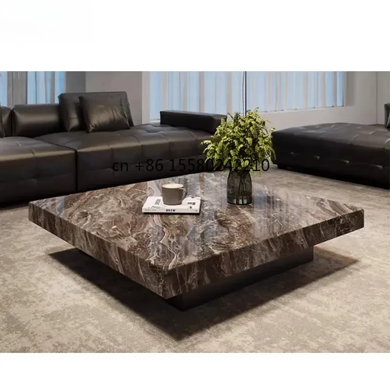 for Tostone Light High-end Square Natural Venice Brown Marble Floating Coffee Table for Simple Home Soft Furnishings