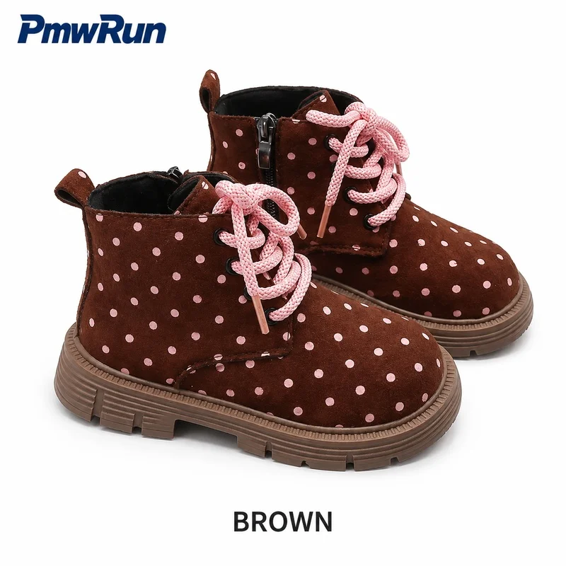 PU Leather Winter Boots For Children Trend Fashion Girl's Plush Footwear Anti-slippery Waterproof Children's Padded Shoes