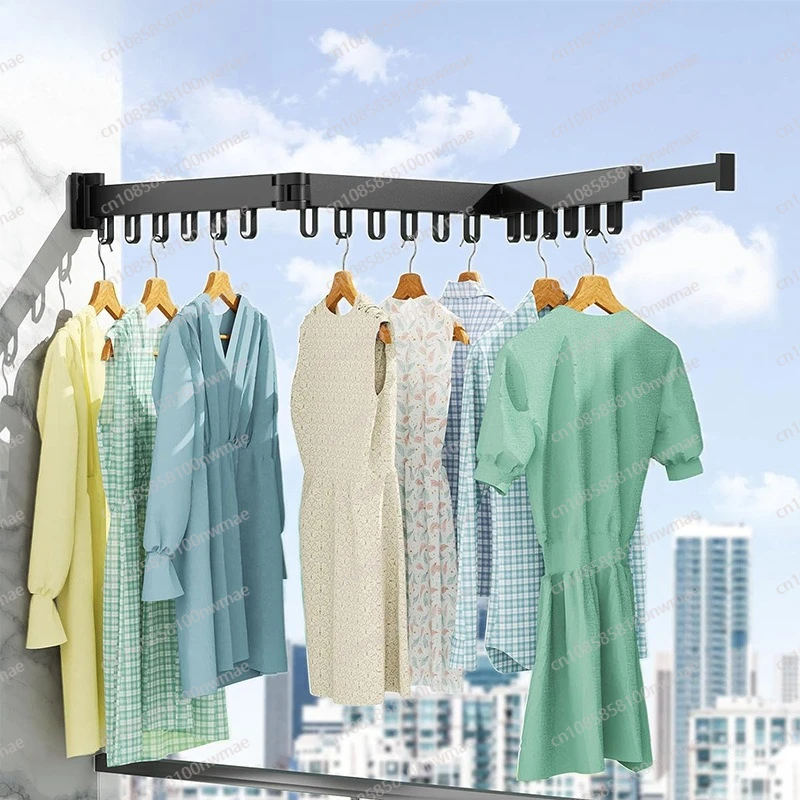 Folding aluminum drying rack, no punching wall hanging, small shrinkage fixed indoor and outdoor special telescopic household