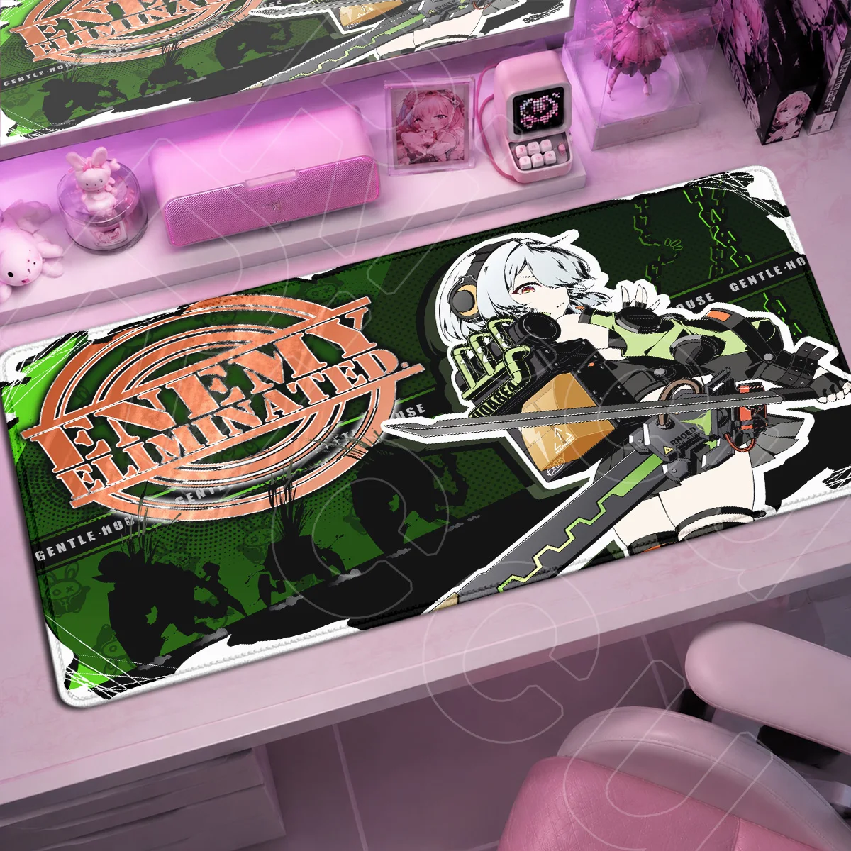 XXL Büro-Schreibtischunterlage mit Kantenverstärkung Anby Demara Anime Girl Zenless Zone Zero ZZZ Mauspad PC Gummi-Zubehör 900x400mm – Detail 3