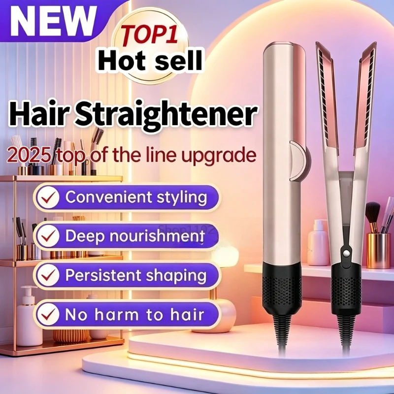 2-in-1 Heißluftbürste Haartrockner Glätteisen mit Negativionen LCD-Display Nass-Trocken-Styling-Tool Professionelle Haarpflege