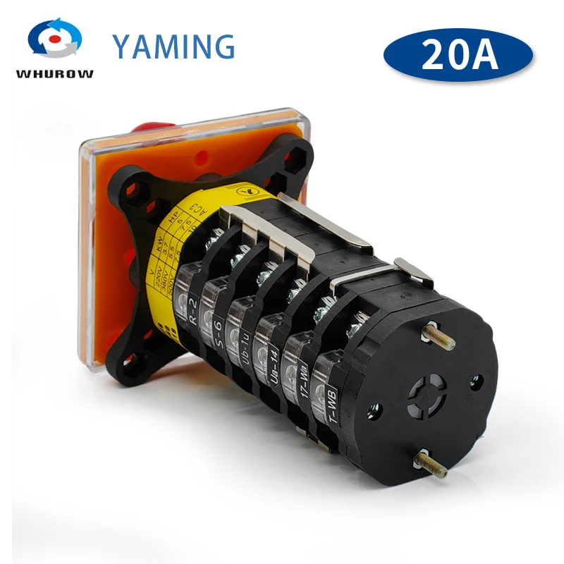 YMW28-20/6 Milling Machine Accessory 20A 6 Poles 8 Position Control Motor Speed Changeover Rotary Cam Switch T-16EXF64D-6