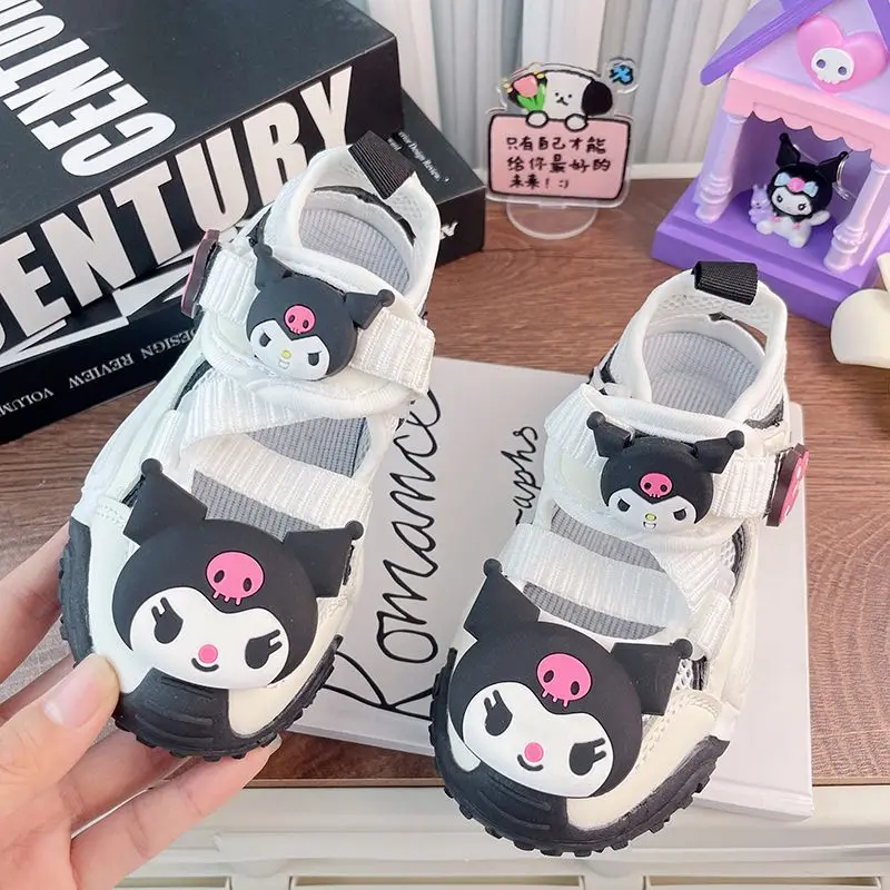 Anime Cartoon Kuromi Girls Sandals Fashion New Non-slip Lightweight Casual Shoes Summer Soft Bottom Children's Beach Shoes