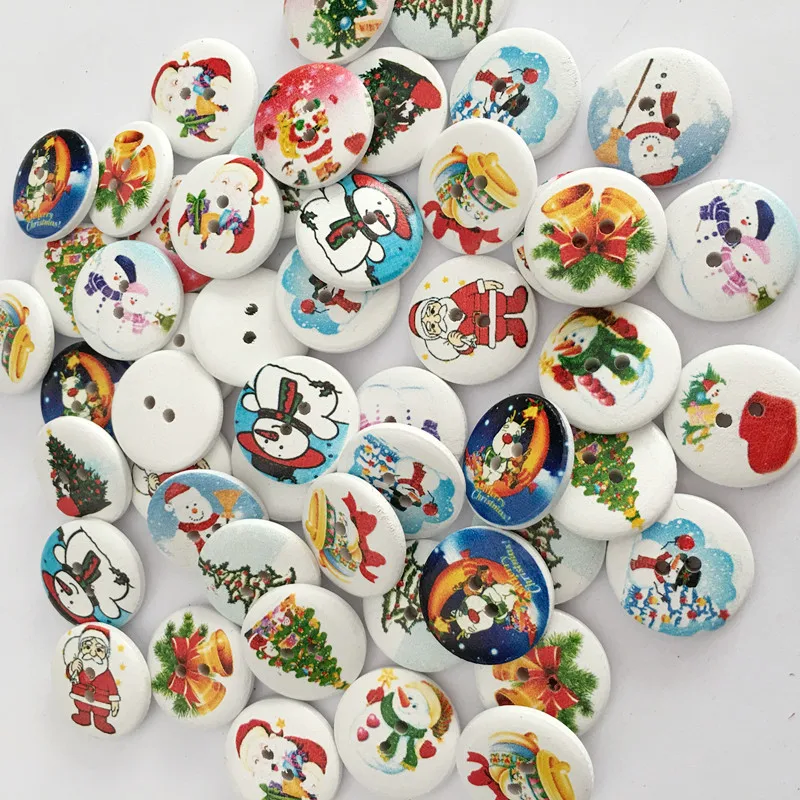 

100 Christmas Wooden Button Halloween Mixed 2H Clothing Kids Natural Sewing Buttons for Scrapbooking DIY Garment Accessories