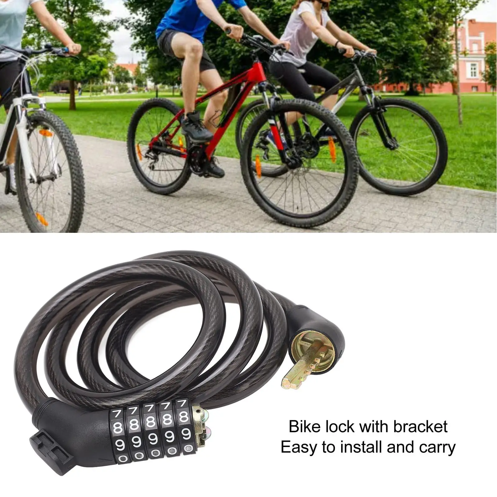  Bike Cable Lock 1.2m 4-Digit Anti-Theft Combination Lock Cycling Lock For Bicycle Bike Electric Scooter Cycling Accessories