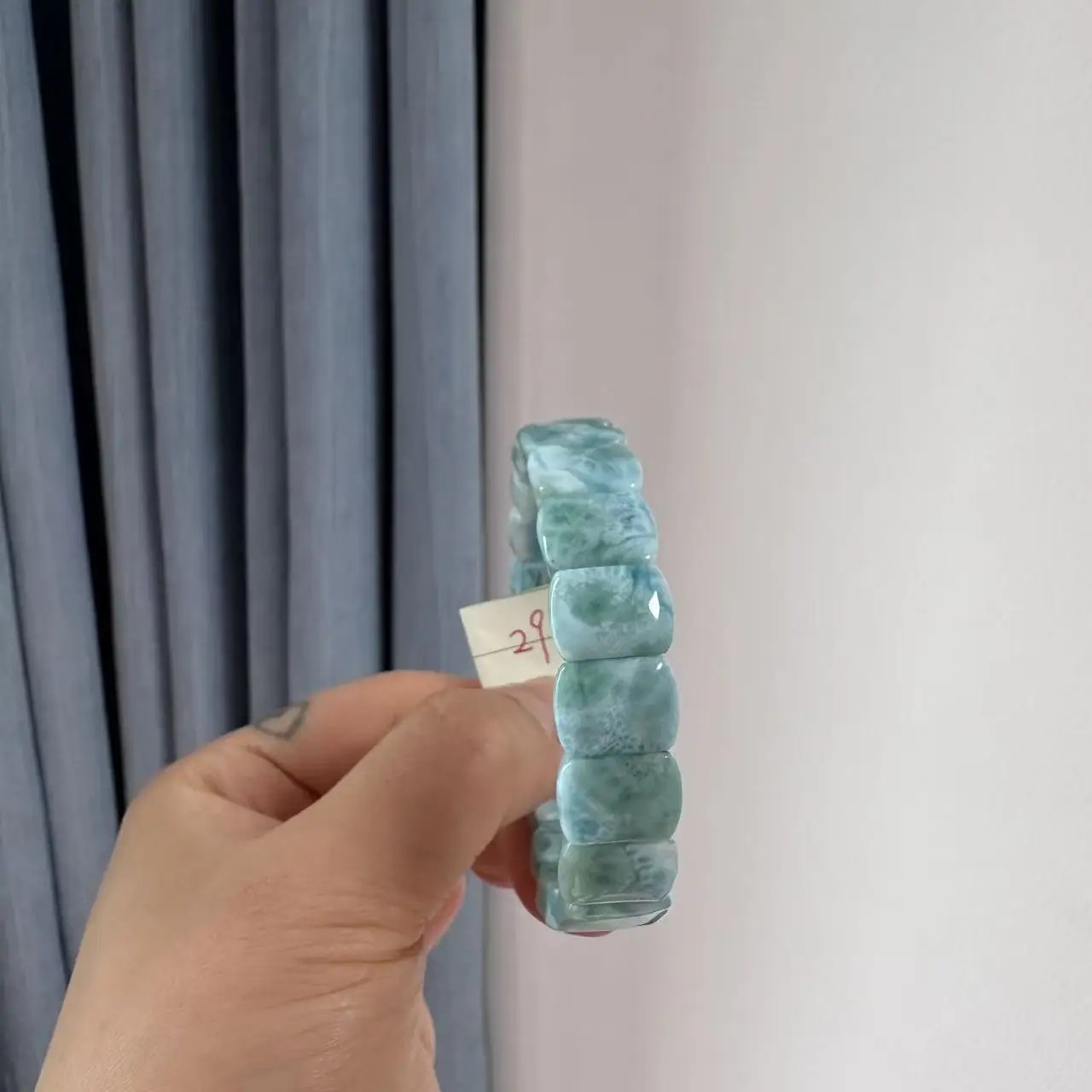 2026 AAA Grade Natural Larimar/Copper Pectolite Bead 10x14mm Bracelet Dominicana Genuine Larimar Gemstone Bangle Woman Wholesale