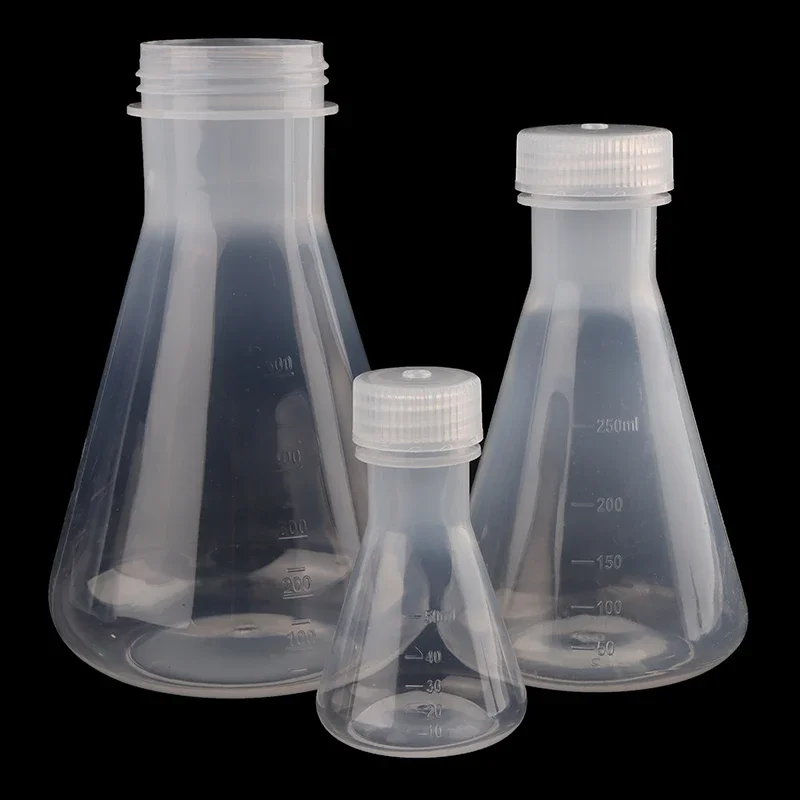 50ml To 1000ml Lab Plastic Erlenmeyer Flask Conical Container Bottle With Screw Cap For Laboratory Experiment