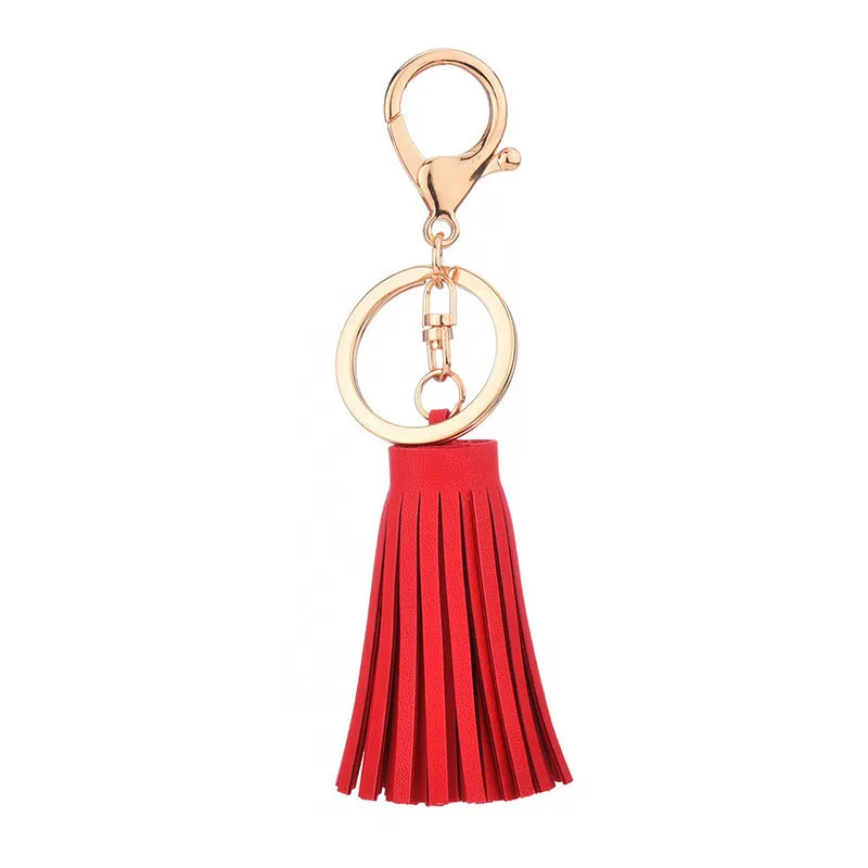 

Hot Sale 6cm Pu leather fringedKeychain zinc alloy key chain car KeyRing bag pendant Part gifts K2294