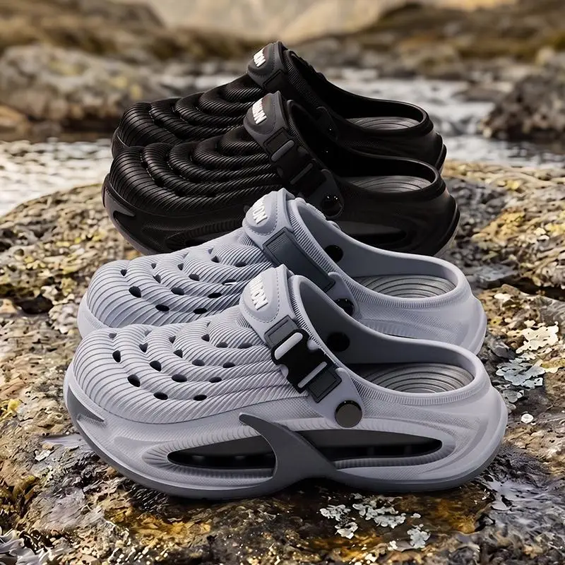 Herren Clogs in großen Größen 38-45, hohle, dicke Sohle, rutschfeste Plateau-Sandalen für den Sommer, Wading-Strandschuhe, lässige Outdoor-Sandalen für Männer – Detail 3