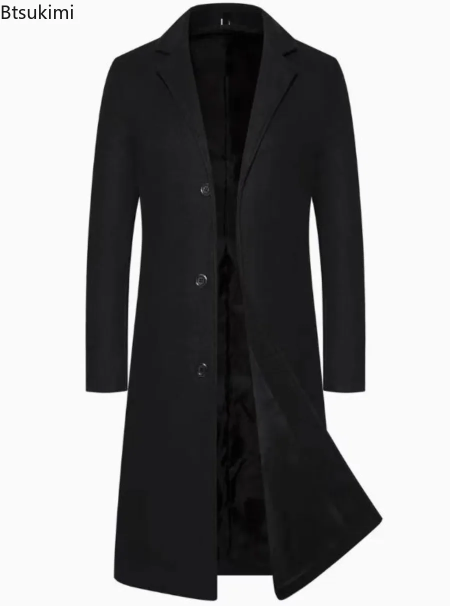 

Autumn Winter Trench Coats New Men's Single Breasted Woolen Overcoats Casual Business Windbreaker Jackets Fashion Men Clothing