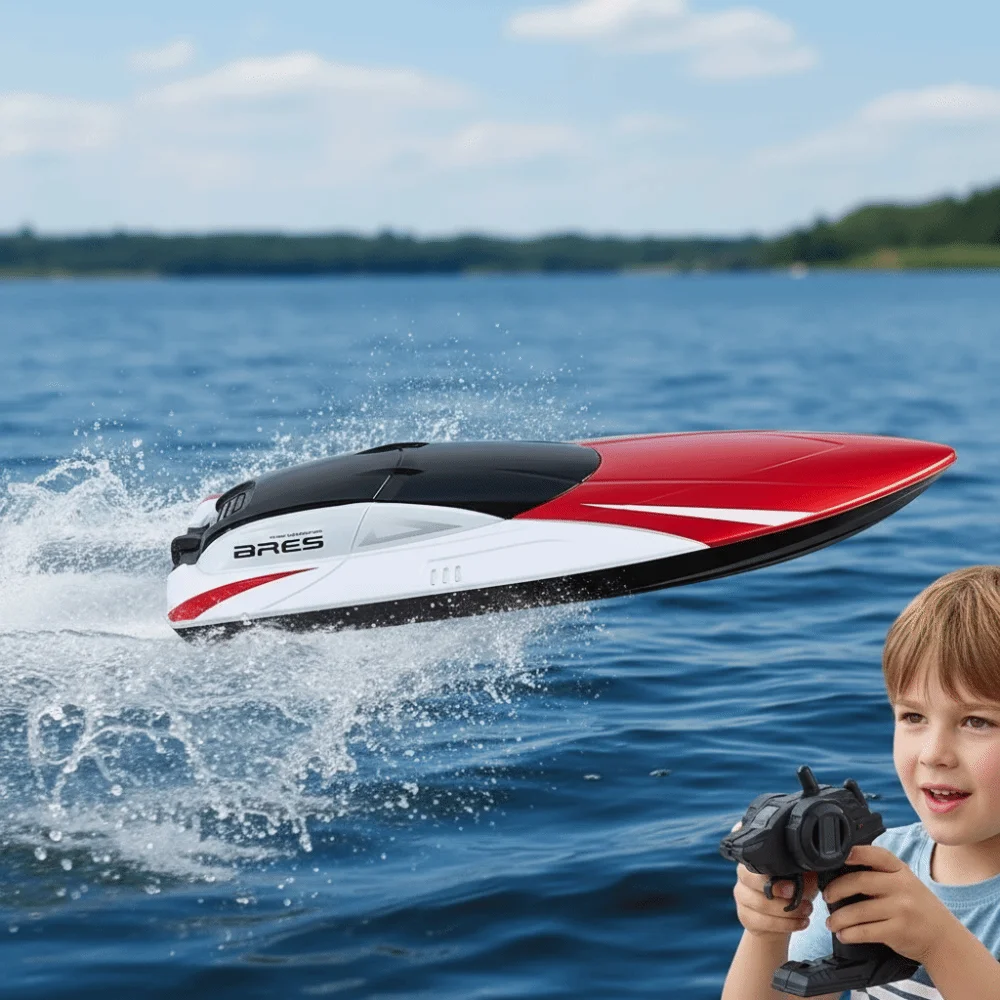 Birthday Gift Rechargeable Remote Control Boat Electric Double Motor Racing Yacht High Speed Waterproof Speed Boat Kids