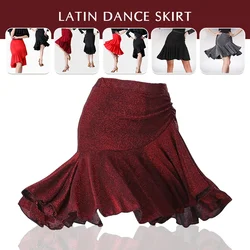 Womens Latin Dance Skirt Ballroom Tango Rumba Dance Dress Female Practice Dress Stage Performamnce Skirt Dancewear Costume