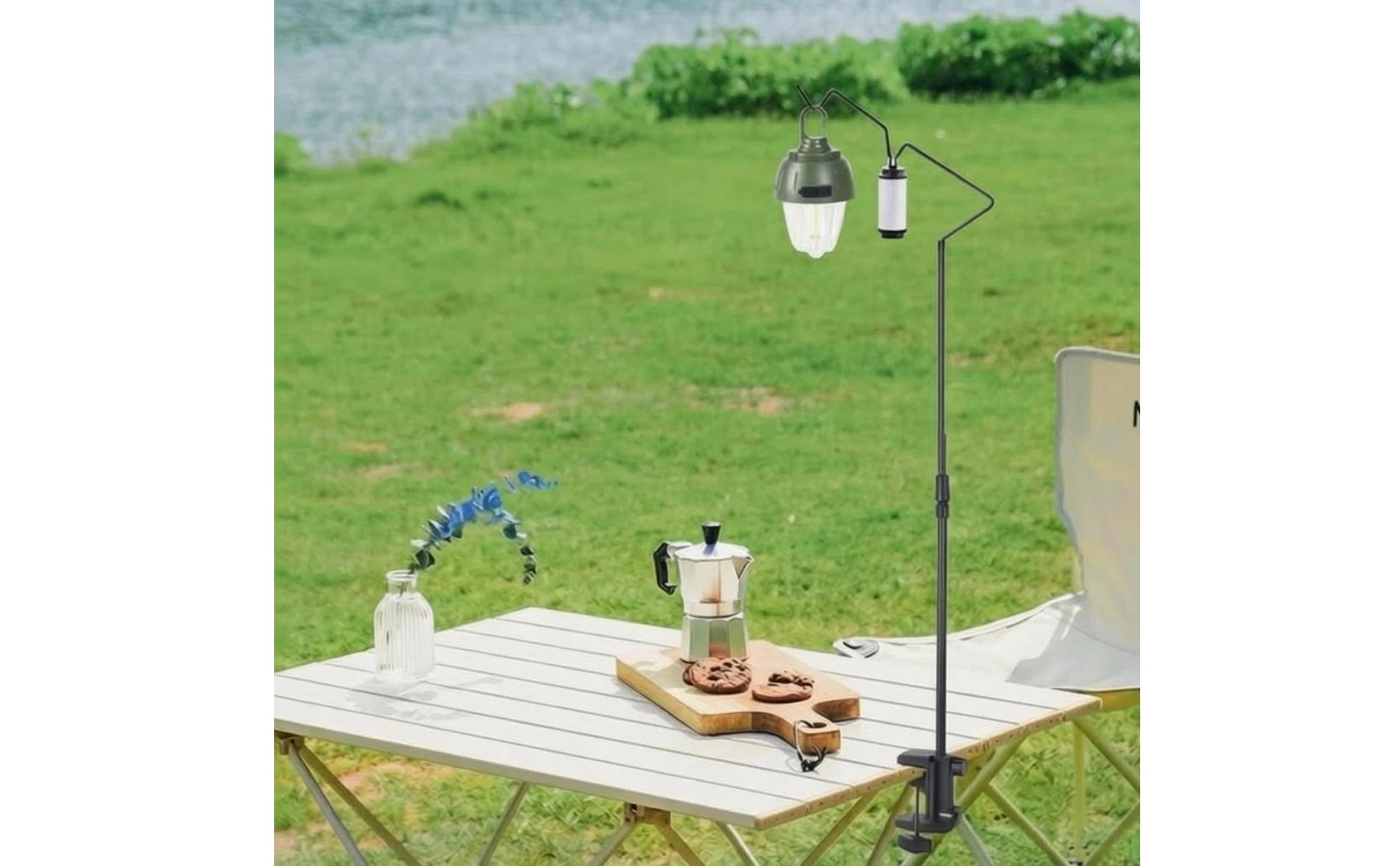 Tabletop Lantern Hanger Stand Carbon Steel Clamp Lantern Holder Adjustable Light Stand Sturdy Metal
